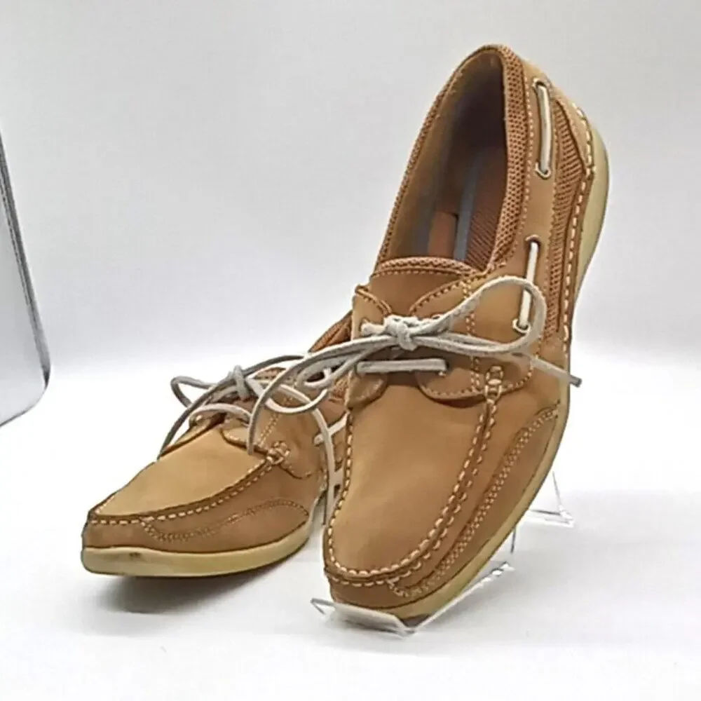 Bass Boat Shoes Loafers Breezy Brown Leather Tie Men's 9.5 Leather Uppers